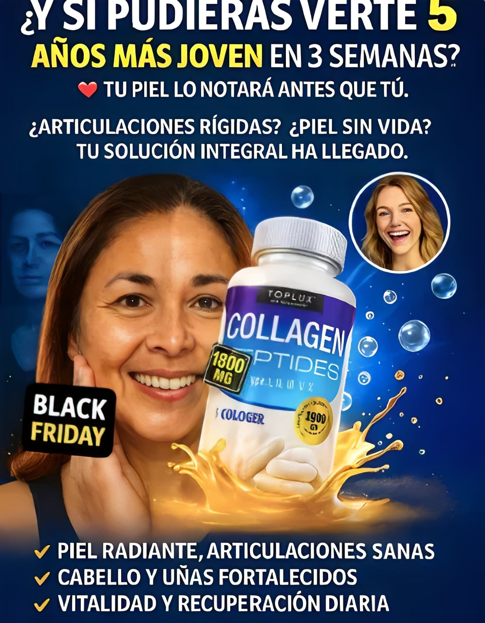 Collagen Complex Peptides - 5 tipos de colágenos - 90 cápsulas