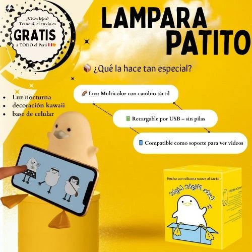 🦆Lámpara Patito Multicolor | ¡La Luz Más Tierna Para Tus Noches!