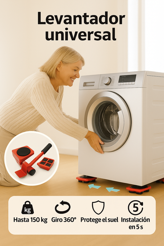 Deslizador de Muebles | 4 Bases con Ruedas + Levantador